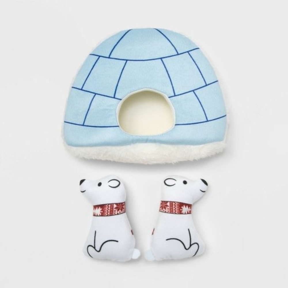 Polar Bear & Igloo Burrow Dog Toy Set - 3pk nwt